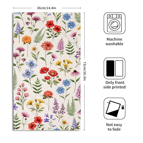 Floral Leaf Hand Towels of Bathroom Absorbent 14.4x28.3 Inch Set of 2 | Colorful Wildflower，Polyester Cotton，Soft，Breathable，for Spring Summer Holiday Kitchen Hotel Swimming Gym Spa Decor - color: Spring Colorful