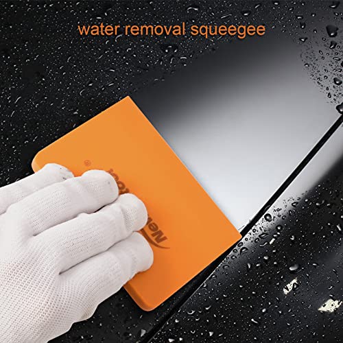 NEWISHTOOL Soft Silicone Small Squeegee for Vinyl, 2 PCS PPF Tools Window Tinting V-Blade Scraper for Window Film Application, Car Paint Protective Film Installation & Water Removal - color: Orange