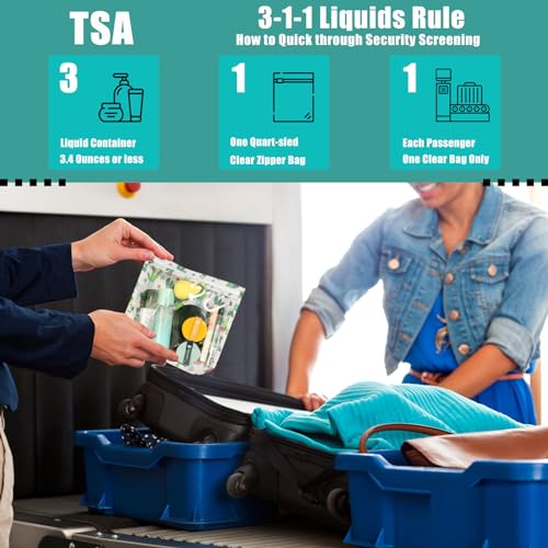 HIONXMGA TSA Approved Toiletry Bag, Set of 3 Clear Travel Toiletry Bag Quart Size Zipper Travel Pouch, Waterproof Makeup Cosmetic Bag for Women Men Kids Toiletries Carry on, Cacti A - color: Cacti a, Mixed Sizes