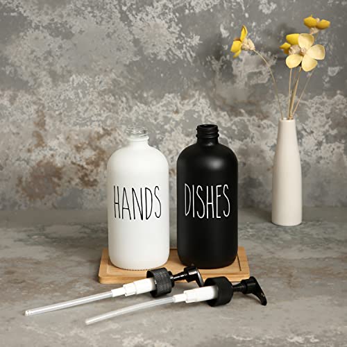 MOMEEMO Soap Dispenser Set 2 Pack, Contains Hand and Dish Soap Dispenser, Perfect for Black and White Kitchen Decor. (Black & White) - color: Hd Black White