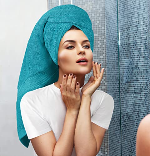 Utopia Towels 8 Piece Luxury Towel Set – Majestic Plush, Super Absorbent & Quicker-to-Dry, Thick 100% Ring Spun Cotton Towels for Bathroom, Spa & Hotel – 2 Bath, 2 Hand, 4 Washcloths,Teal - color: Teal, size: 8 Pieces Towel Set