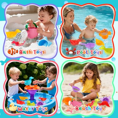 10 Pcs Bath Toys for Kids Ages 1-3, Bathtub & Pool Water Toys for Toddlers 1-3 & Babies 12-18 Months, Water Table Accessories with Floating Ducks, Stacking Cups & Pouring Fun for Boys Girls - style: Ducks Set