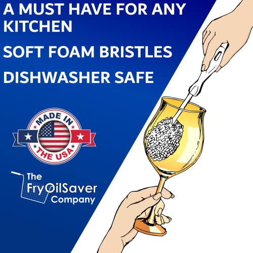 Set of 2 Crystal Stemware & Goblet Glass Cleaning Brush Kit - Non-Scratch Foam Wine Glass Brushes for Washing Glasses, Decanter, Mug, Stemware - for Home, Restaurant, Bar, Hotel - by FryOilSaver Co. - size: Set of 2