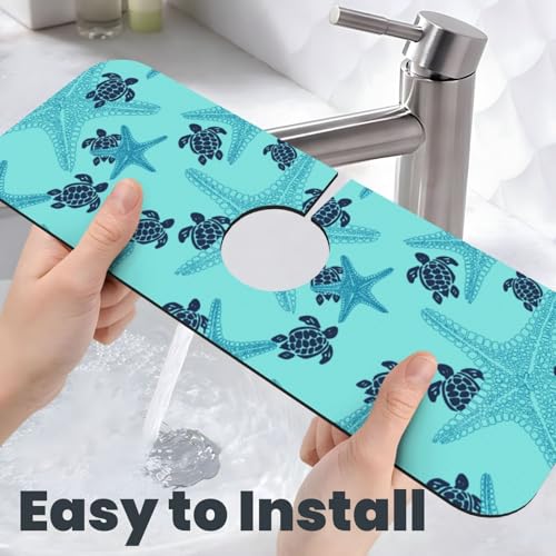 Summer Sea Turtle Ocean 15" X 5.5" Kitchen Sink Splash Guard Faucet Faucet Guard Draining Mat Sink Splash Guard Faucet Kitchen Bathroom - color: Summer Sea Turtle Ocean