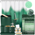 iMucci Bathroom Accessories Dark Green Bathroom Sets with Shower Curtain and Rug,Shower Curtain Set,Bath Rugs Home Decor - size: Bath Set+Shower Curtain+Bath Rug, style: Dark Green1