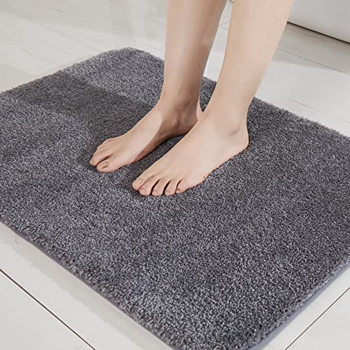 COSY HOMEER Extra Thick Bath Rugs for Bathroom - Anti-Slip Bath Mats Soft Plush Yarn Shaggy 100% Strong Mirco Polyeste Mat Living Room Bedroom Mat Floor Water Absorbent(Dark Grey,16x24 - Inches) - color: Dark Grey, size: 1'4" X 2' (Rectangular)
