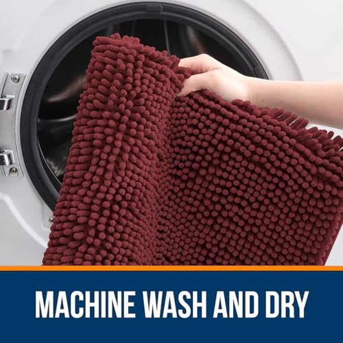 OLANLY Toilet Rugs U-Shaped 20x20, Extra Soft Absorbent Chenille Contour Bathroom Rugs for Toilet, Dry Quickly, Machine Washable, Non-Slip Bath Mat, Andorra Red-Brown - color: Andorra Red-brown, size: 20" X 20" Contour Rug