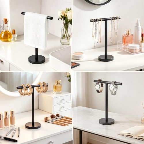 Hand Towel Holder Stand, Freestanding Bathroom Towel Rack, Black, 2 Pack | Weighted Stainless Steel Base Helps Prevent Tipping While The Open T-Shape Keeps Towels Dry on Bathroom Countertops - color: Black-2 Pack
