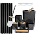 CERBIOR Bathroom Accessory Set with Shower Curtain, Includes Shower Curtain,Soap Dispenser, Toothbrush Holder, Toothbrush Cup, Soap Dish for Decorative Countertop and Housewarming Gift,Black,20PC - size: Bath Set+Shower Curtain, style: Black