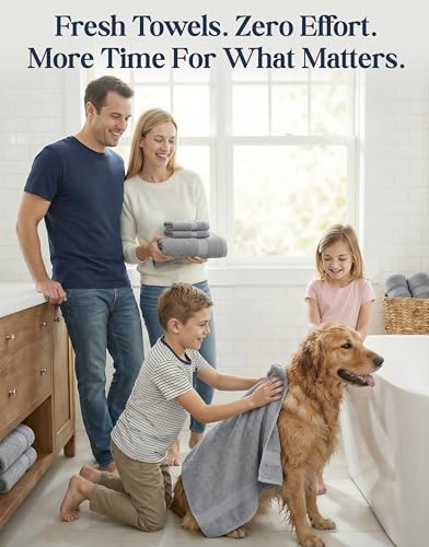 LANE LINEN 100% Cotton Turkish Towel Set for Bathroom - 16 Piece - Super Soft, Quick Dry & Highly Absorbent - 4 Bath, 8 Wash Cloths, 4 Hand Towels - Hotel Quality, Durable & Oeko-TEX Certified - Grey - color: 01: Space Grey