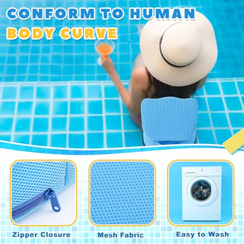 Yerliker 1 Pcs Foldable Hot Tub Booster Seat for Adults, Adjustable 2 Heights up to 6.3", Weighted Booster Seat 3D Air Mesh Hot Tub Accessories Quick Dry Micro Dot Non Slip for Spa Bathtub Pool - color: Blue