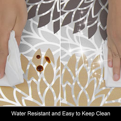 HEBE Anti Fatigue Kitchen Rugs Sets of 2, Non Slip Kitchen Mats for Floor, Waterproof Cushioned Comfort Standing Carpet for Kitchen Sink, Home Office, Laundry Room - color: Brown, size: 17.3"x48"+17.3"x28"-0.4"Th