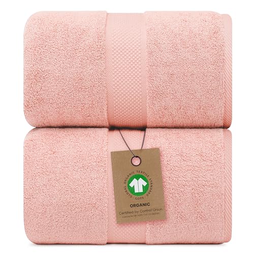 Alusa Home 100% Organic Luxury Bath Sheets - GOTS Certified - Extra Large 35x70 Inches (Pack of 2) Zero-Twist, Long-Staple Cotton Bath Sheet Set (Blush Pink) - color: Blush, size: 2pc Bath Sheets