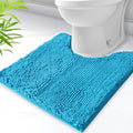 U-Shaped Toilet Rug, Chenille Contour Bathroom Mat, Non-Slip PVC Backing, Machine Washable, 20x20, Aqua Blue - color: Aqua Blue, size: 1'8" x 1'8" (20"x 20"U)