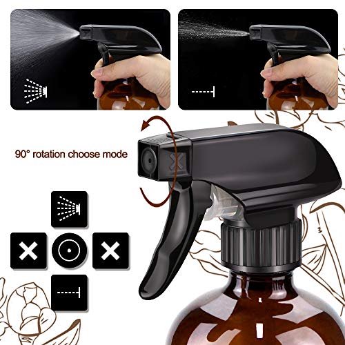 Worldgsb Glass Spray Bottles, 16oz*2+4oz*2+2oz*4 Refillable Containers, Empty Boston Round Bottles with Adjustable Nozzle for Cleaning, Gardening, Aromatherapy, Pets, Plant, Hair -Amber - color: Amber