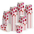 WRAPAHOLIC 3oz Paper Cups - 100 Pack Disposable Bathroom Cups with Strawberry Fruits Design, Small Mouthwash Cup for Toothbrush Rinse, Home Bathroom, Picnic, BBQ, Travel and Party - color: Pink & Red Strawberry