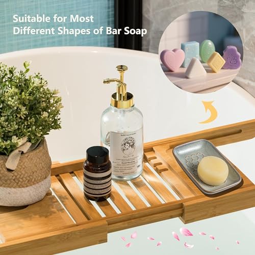 Gomakren Soap Dish for Shower, Ceramic Bar Soap Holder with Honeycomb Design, Father's Day Soap Saver Tray for Bathroom Kitchen Sink, Sponge & Organizer Tray, Upscale Look, 5.5 Inch, Gray - color: Gray, size: Honeycomb