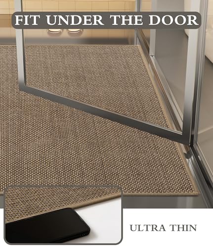YIHOUSE Bathroom Rugs Sets 3 Pieces, Grey Ultra Thin Bath Mats Fit Under Door, Absorbent Quickly Dry Rubber Backing Braided Bath Mat Set, Non Slip Washable Bath Rugs for Bathroom Floor, Grey - color: Grey, size: 3pieces