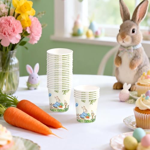 WRAPAHOLIC 3oz Easter Paper Cups - 100 Pack Disposable Bathroom Cups with Garden Hop Rabbit Design, Small Mouthwash Cup for Toothbrush Rinse, Bathroom, Easter, Baby Shower and Party - color: Easter - Green Garden Hop Rabbit