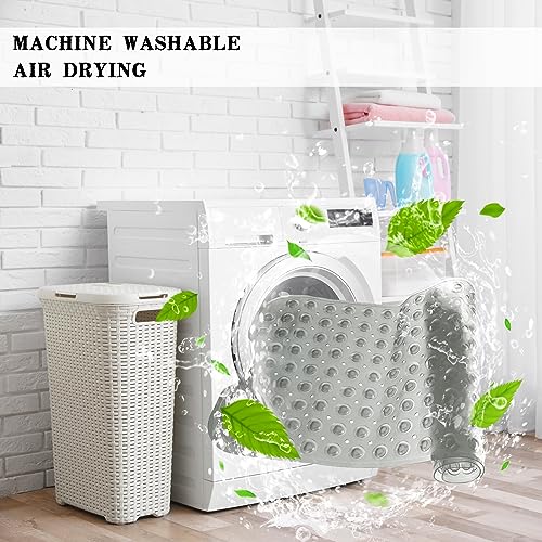 Bathtub and Shower Mats, Extra Long Non-Slip Bath Tub Mat 39 x 16 Inch, Machine Washable Bathmat with Suction Cups & Drain Holes for Bathroom Floor, Clear Grey - color: Clear Grey