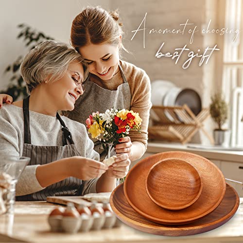 VieWood Round Wood Plates Charger, Wooden dinnerware set of 3 for dishes snack, dessert or occasions (4.7in, 7.9in and 10in) - color: Round Wood Plates (Set of 3)