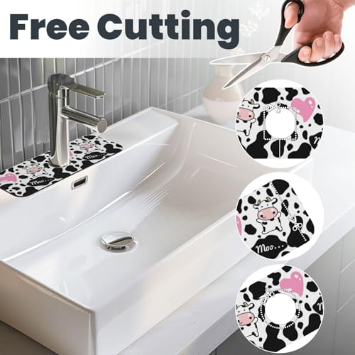 Cow Pink Print Cute Country Rustic Farmhouse 15" X 5.5" Kitchen Sink Splash Guard Faucet Faucet Guard Draining Mat Sink Splash Guard Faucet Kitchen Bathroom - color: Cow Pink Print Cute Country Rustic Farmhouse