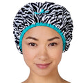 Reusable Shower & Bath Cap & Lined, Oversized Waterproof Shower Caps Large Designed for all Hair Lengths with PEVA Lining & Elastic Band Stretch Hem Hair Hat - Fashionista Sassy Stripes - color: Sassy Stripes