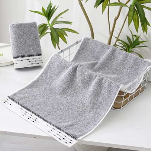 YiLUOMO Grey Hand Towels Tiny Furball Decorative Design Super Soft 100% Terry Cotton Highly Absorbent Bathroom Hand Towel for Home, Hotel, Spa, Pool, Gym 13 x 29 Inch, 2 Pack - color: Grey