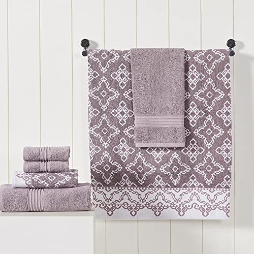 Modern Threads Charlize 6-Piece 100% Cotton Towel Set–Reversible Yarn Dyed Jacquard & Solid – Includes 2 Bath Towels, 2 Hand Towels, 2 Washcloths – Absorbent, Quick Dry, Soft & Durable – Orchid - color: Orchid, style: Fancy Medallion