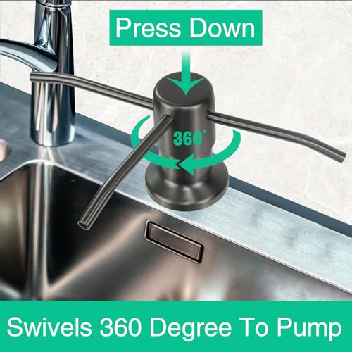 Soap Dispenser for Kitchen Sink, Built in Sink Soap Dispenser, Countertop Soap Dispenser Pump with 47" Extension Tube kit, No Need to Fill Little Bottle Again, Gray - color: Gray