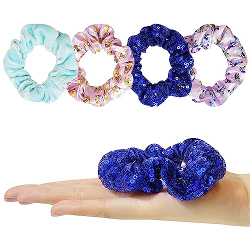 Bluey Hair Accessory 5 Pcs Set - 1 Regular 9 inch Bluey HairBrush For Girls + 4 Bluey Scrunchies For Kids - Accessories For Girls - Detangling Brush - Elastic Hair Ties Ropes Scrunchies Ages 3+ - color: Bluey 5 Piece Hair Accessories