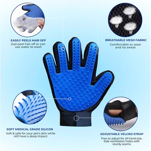 Pet Grooming Set with Dog Washing Gloves for Bathing, Dog Bath Brush and Silicone Dog Toothbrush, Pet Grooming Gloves for Dogs, Cats and Horses with 185 Silicone Tips