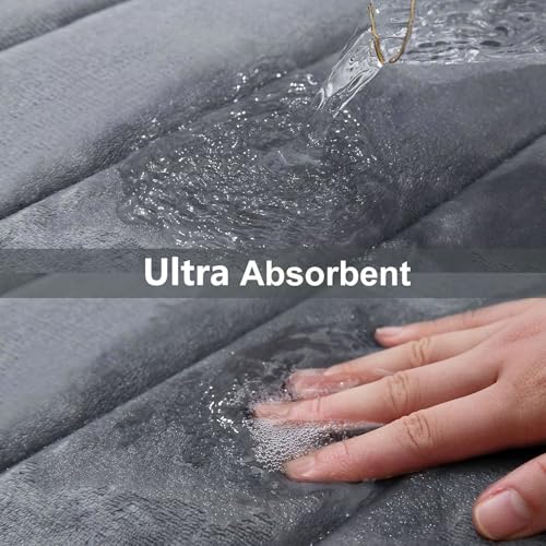 Buganda Memory Foam Bath Mat, 45" x 27", Ultra Soft Bathroom Rugs, Water Absorbent and Machine Washable Bath Rug Runner for Bathroom, Shower, and Tub, Dark Grey - color: Dark Grey, size: 45" X 27"