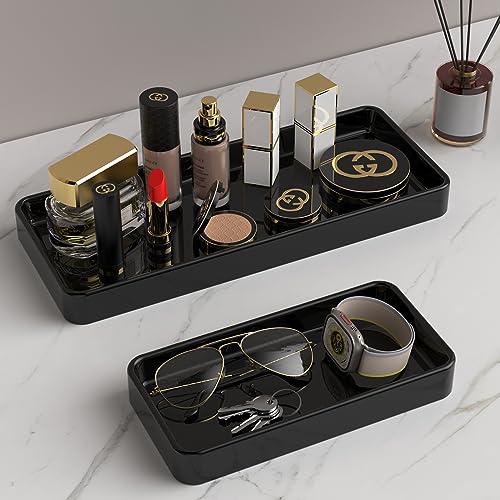Gurygo 8" Ceramic Kitchen Soap Tray - Small Rectangular Vanity Tray for Bathroom - Countertop and Vanity Tray - Comestic Holder Bathtub Organizer - Bathroom Tray, (Black, Set/1) - color: Black, size: 7.9" x 4" x 1.1"
