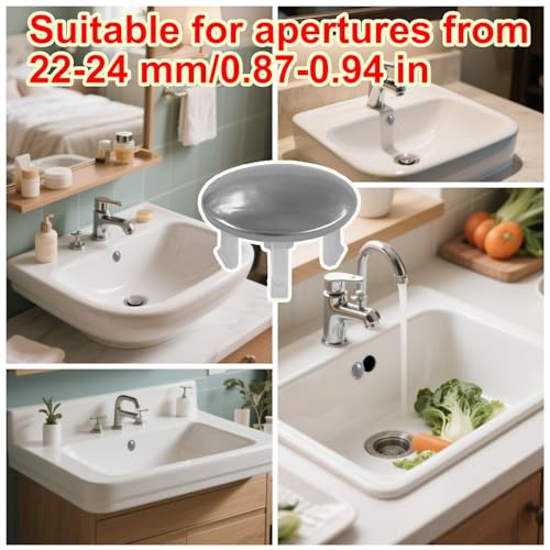 6 Pack Stainless Sink Basin Trim Overflow Cover,Sink Overflow Trim Ring Steel Round Hole Cover,Basin Trim Ring Insert in Hole Round Caps for Home,Sink,Bathroom,Kitchen - color: Single-layer Spherical