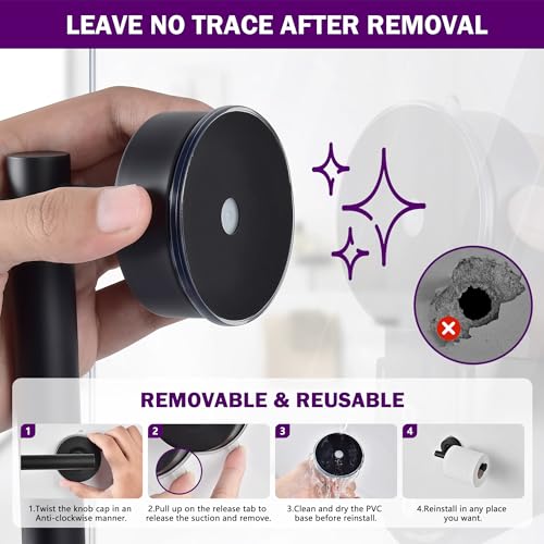 JOMOLA Toilet Paper Holder, Matte Black Stainless Steel Suction Cup Wall Mount, No-Drilling Bathroom Tissue Paper Towel Holder for Kitchen, RV, 1 Pack - color: Black-1 Pack