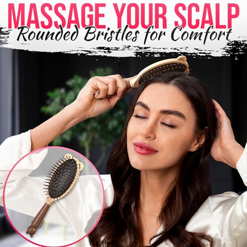 4 Pcs Hair Detangler Brush Set - Cute Combo of 3 Brush for Thick Hair and Mirror, Adorable Cat Design, Convenient Size & Ergonomic Handle | For Daily Use at Home and Travel, Suitable for Any Curl Type - color: 4 Pcs Cat Design Hair Detangler Brush Set