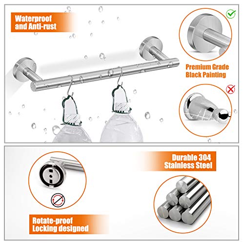 Tudoccy 5-Pieces Bathroom Hardware Set Brushed Nickel SUS304 Stainless Steel Round Wall Mounted - Includes 16" Hand Towel Bar, Toilet Paper Holder, 3 Robe Towel Hooks,Bathroom Accessories Kit - color: Brushed Nickel, size: 16 Inch 5 pcs