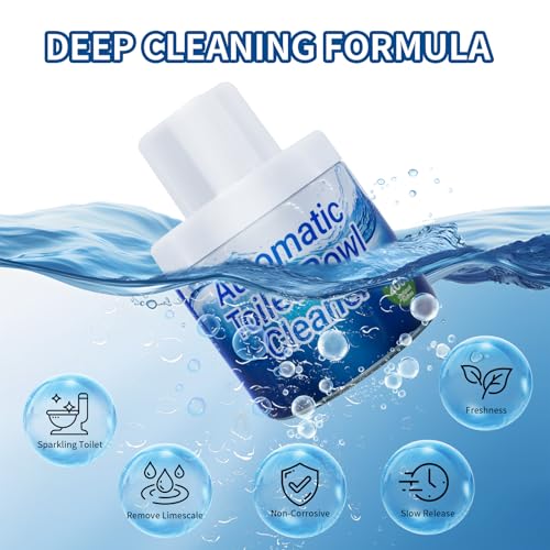 Automatic Toilet Bowl Cleaner with Unique Retrieval Rope - 2000 Flushes | Long Lasting Toilet Tank Cleaner, Blue Water Stain Remover and Deodorizer, Safe for Septic Systems, 1 Pack (90 Days)