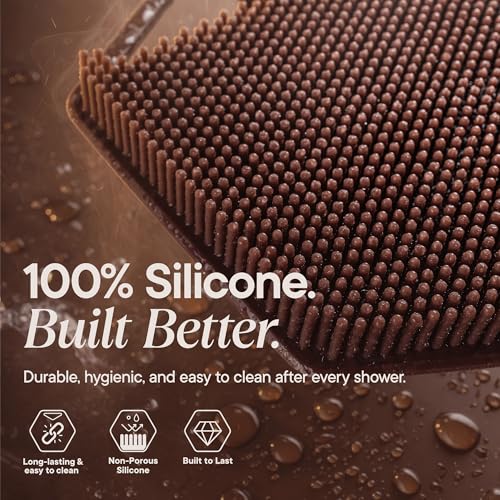 TOOLETRIES Silicone Body Scrubber 2.0, Loofah Alternative - Chocolate | Gentle exfoliating shower scrubber that's quick drying, hygienic and longer lasting than traditional loofahs. - color: Chocolate