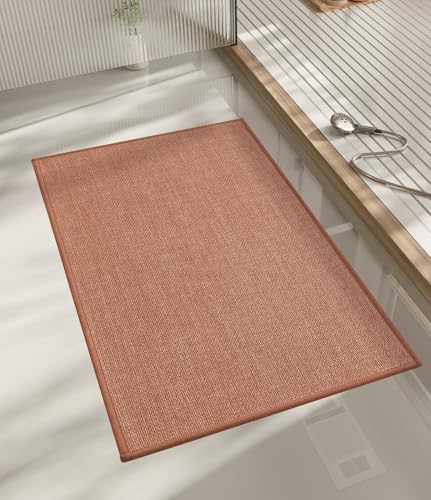 chakme Bathroom Rugs Mat 32x17, Ultra Thin Non Slip Bath Mat Quick Dry Absorbent Bath Mat for Bathroom Floor, (Dark Pink, 32"x17") - color: Dark Pink, size: 1'5" x 2'8" (Rectangular)