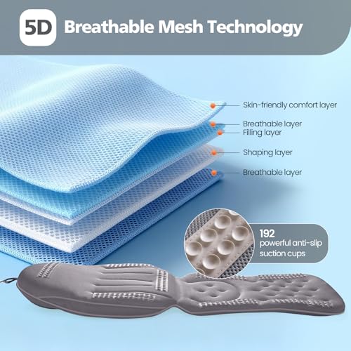 Full Body Bath Pillow for Bathtub,Thick Bathtub Cushion Soft 5D Mesh Spa Cushion,Luxury Tub Pillow with Laundry Bag for Headrest Neck and Back Support,Gift for Soaking (Gray) - color: Gray