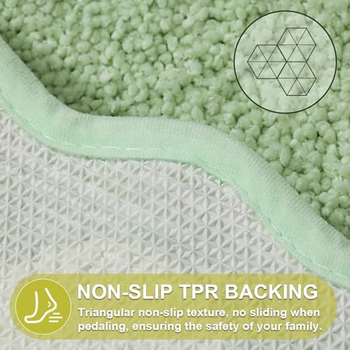 ORTIGIA Long Cute Scalloped Bathroom Rugs Runner, Fun Green Plush Microfiber Scallop Bath Mats Non Slip Washable Quick Dry Absorbent, Rug Carpet for Bathtub Sink Laundry Room Bedroom, 17x47 - color: Light Green, size: 1'5" x 3'11" (Rectangular)