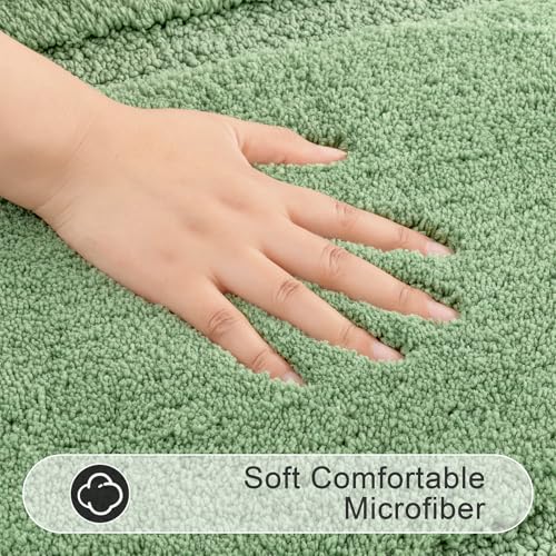 SHACOS Sage Green Bathroom Rugs Sets 3 Piece Bath Mat U Shaped Toilet Rug | 20x32+ 16x24+ 20x24, Soft Fluffy Microfiber Bath Rugs Set, Non Slip Washable Absorbent Bathroom Floor Mats Carpet Shower Rug - color: Sage Green, size: 16"x24"+ 20"x32"+U Shape 20