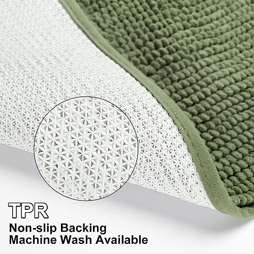 Urvoix Bathroom Rugs Sets 3 Piece, Non-Slip Chenille Bath Rug - Ultra Soft, Washable, Super Absorbent Bath Mat for Bathroom, Toilet and Tub (Sage Green) - color: Sage Green