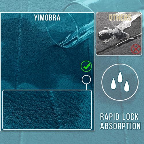 Yimobra 3 Pieces Memory Foam Bath Mat Set with U-Shaped Toilet Rug - Non Slip Super Soft Absorbent Quick Dry Bathroom Rugs for Bathtub, Vanity & Toilet Base, Peacock Blue - color: Peacock Blue, size: 44''x24'' + 31.5''x20'' + 24''x20''