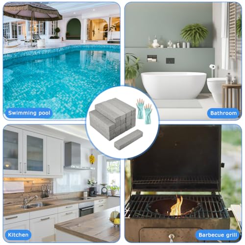 20Pcs Pools Pumice Stone W/ 1 Pair Cleaning Gloves - Pumice-Scouring Pad,Pool-Cleaning Block Swimming Pumice-Pool Tile Stone for Removing Toilet Bowl Ring,Bath,Pool