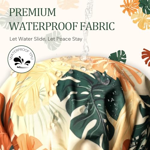 Years calm Shower Caps for Women Reusable Waterproof – Double Layer Elastic Cap with Tropical Botanical Print Shower Cap for Shower, Spa, Travel, Bath & Daily Hair Protection - color: Yellow