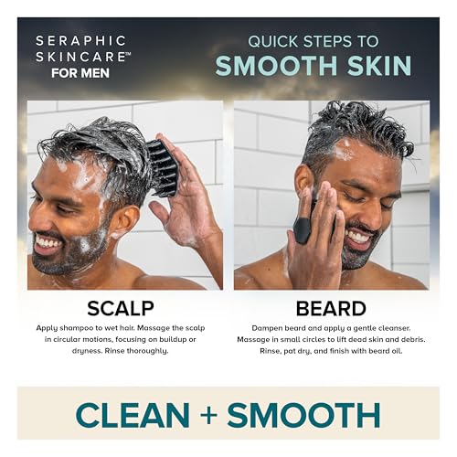 SERAPHIC SKINCARE Ultimate Beard + Scalp Massager - BPA-Free Silicone Face Scrubber Brush for Dandruff, Hair Growth & Ingrown Hair Treatment - Skin Prep for Shaving & Beard Maintenance - style: Men Ultimate Massager