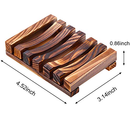 Honoson 5 Pieces Wooden Soap Dish Holder Tray Wood Bar Soap Holder Tray Self Draining Saver for Shower Bathroom Kitchen - color: Charcoal